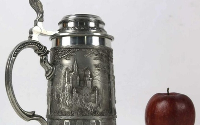 FINE HAND CHASED PEWTER TANKARD