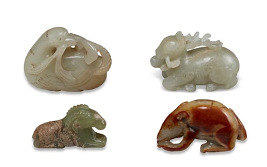 FOUR JADE CARVINGS OF ANIMALS CHINA, QING DYNASTY (1644-1911) OR LATER