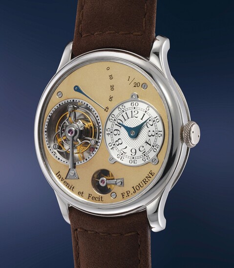 F.P. Journe, A historically important and extremely rare platinum tourbillon wristwatch with remontoir d’égalité, number 1 of a 20 pieces subscription series