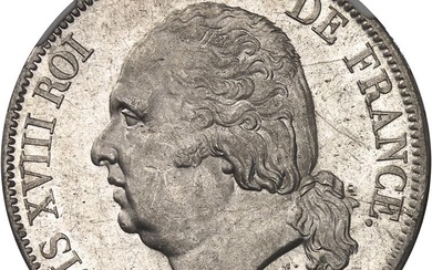 FRANCE Louis XVIII (1814-1824). 5 francs buste nu 1821, W,...