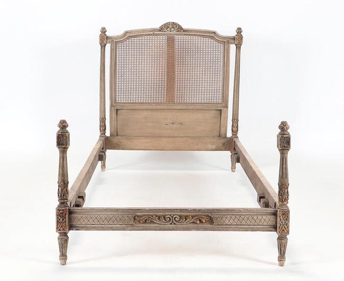 FRENCH LOUIS XVI STYLE CARVED TWIN SIZE BED C.1950