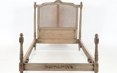 FRENCH LOUIS XVI STYLE CARVED TWIN SIZE BED C.1950