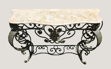 FRENCH PATINATED WROUGHT IRON CONSOLE