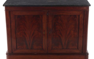 FRENCH RESTORATION STYLE TWO DOOR SERVER WITH CROTCH MAHOGANY DOOR...