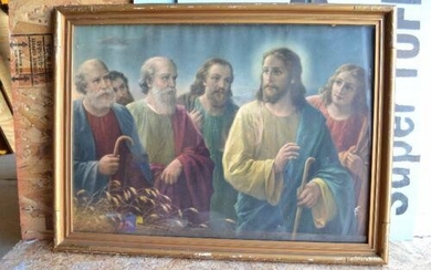 Fine Older Framed Engravers Print: "Jesus with the