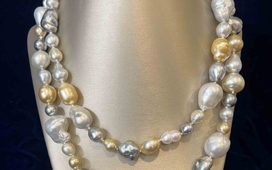 Fine and Lustrous Baroque South Sea and Tahitian Pearl Necklace