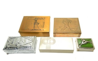 Five Art Deco Style Boxes Including Chase and Rockwell