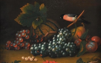 Follower of George William Sartorius , Still life with a basket of strawberries; Still life with grapes and a bird (2)