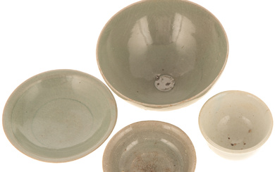 Four Asian Celadon Porcelain Bowls