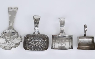 Four George III Silver Caddy Spoons, one maker's mark...