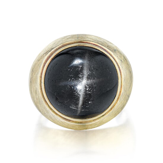 Four-Ray Black Star Sapphire Men's Ring