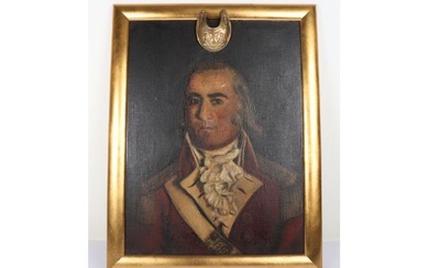 Framed Oil on Canvas Portrait of a Georgian Officer