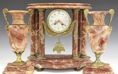 French Marble Clock Set