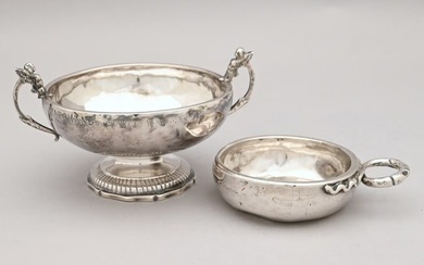 French Silver Wine Taster and a Caudle Cup