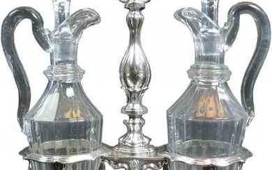 French Sterling & Cut Crystal Oil & Vinegar Set