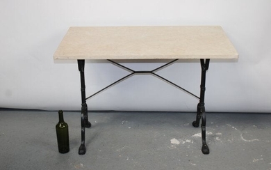 French bistro table in iron with marble top