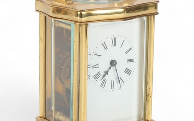 French brass-cased carriage clock, case height 12cm