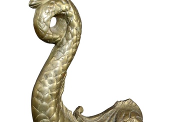 French gilt metal mythological dolphin door stop