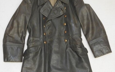 GERMANY. Grey leather officer's coat closing by two...