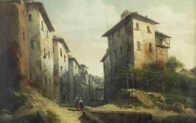 GIUSEPPE CAMINO<BR>Torino 1818 - 1890 Caluso (TO)<BR>"Paesaggio con case"