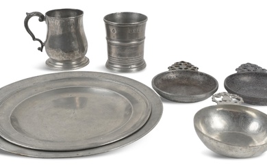 GROUP OF PEWTER TABLEWARES, 19TH CENTURY AND EARLIER