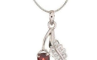 Garnet and Crystal Sterling Silver Necklace Pendant