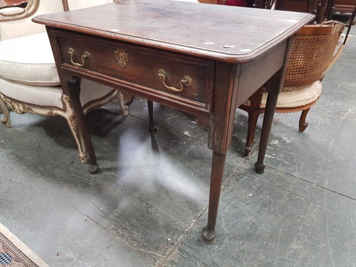 George II Oak Side Table, with single drawer, on club legs with pad feet. Ex Bonhams & Goodman