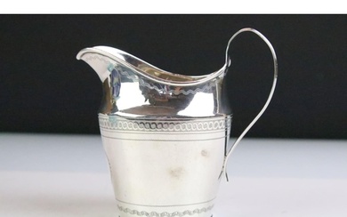 George III silver milk / cream jug with bright cut banding d...