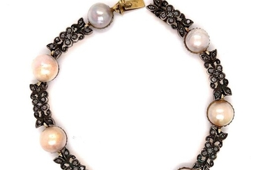 Georgian Silver and Gold Pearl Bracelet