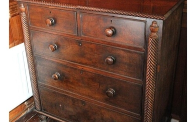 Georgian style mahogany chest of two short and three long dr...