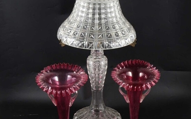 Glass table lamp and ornamental glassware