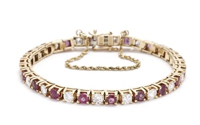 Gold, Ruby, and Diamond Line Bracelet