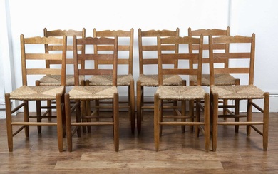 Gordon Russell (1892-1980) Set of eight ash ladderback chairs wit...