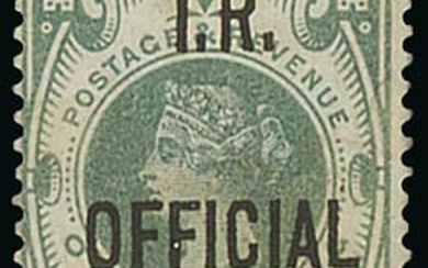 Great Britain Official Stamps Inland Revenue 1884-88 1/- dull green, disturbed original gum, sm...