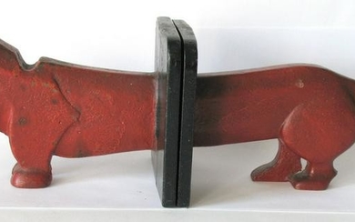 Great Red Cast Iron Dachshund Bookends.