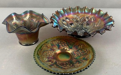 Group of 3 Carnival Glass Plates and More