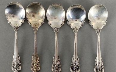 Group of 5 Wallace Grande Baroque Sterling Silver Spoons