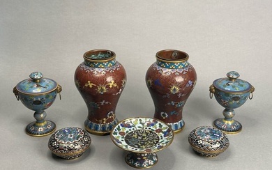 Group of Seven Chinese Cloisonne Articles, 19th Century