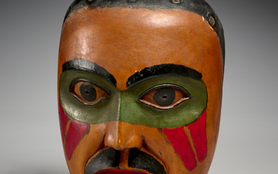 Haida polychrome carved wood portrait mask