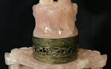 Hand Carved Pink Jade Dragon Lamp