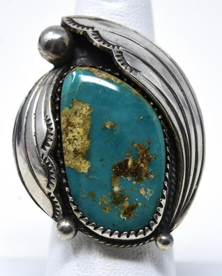 Hand Made Signed Sterling & Turquoise Ring