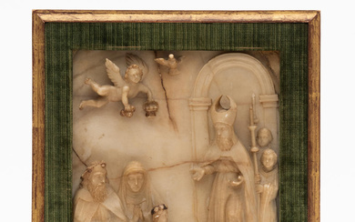 Haut-relief en albâtre représentant la présentation de la Vierge au...