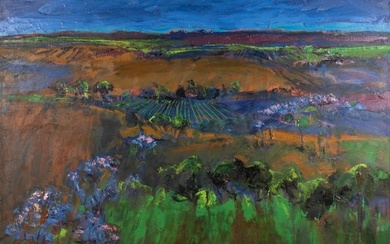 Henrietta Berk, Oakland, CA (1919-1990), The Valley, oil on canvas
