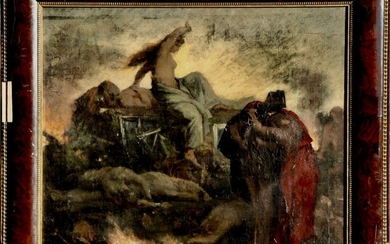 Hermann KNACKFUSS (Wissen 1848 – Cassel 1915) Brünhild pleurant la mort de Siegfried Toile 42...