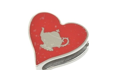 Hermes Scarf Ring Tea Time Heart Red/Silver