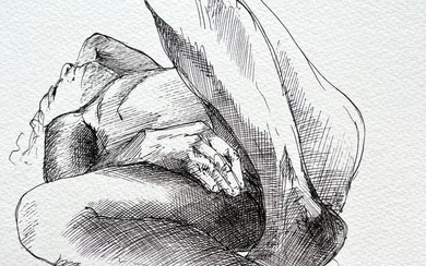 INK ON PAPER MALE NUDE AFTER PAUL CADMUS