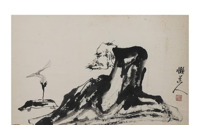 INK PAINTING FIGURES BY PAN TIANSHOU (1897-1971)