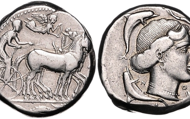 ITALIEN, SIZILIEN / Stadt Syrakus, AR Tetradrachme (450-439 v.Chr.)