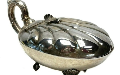 Italian 800 Silver Lidded Shell Serving Bowl