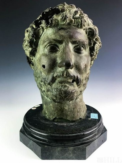 Italian Bronze The Head of a Roman Hero Bust Sculpture
